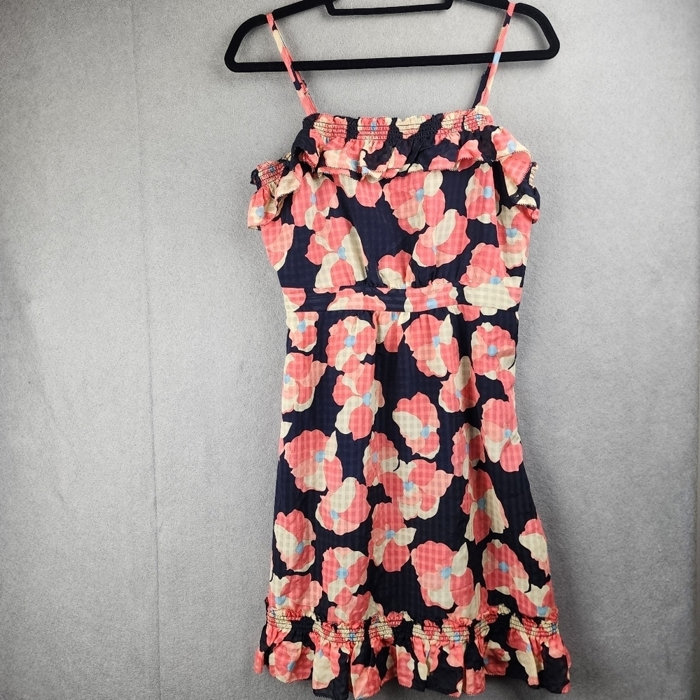 Juicy Couture Floral Sleeveless Dress Multicolor Spaghetti Straps Ruffled Trim 4